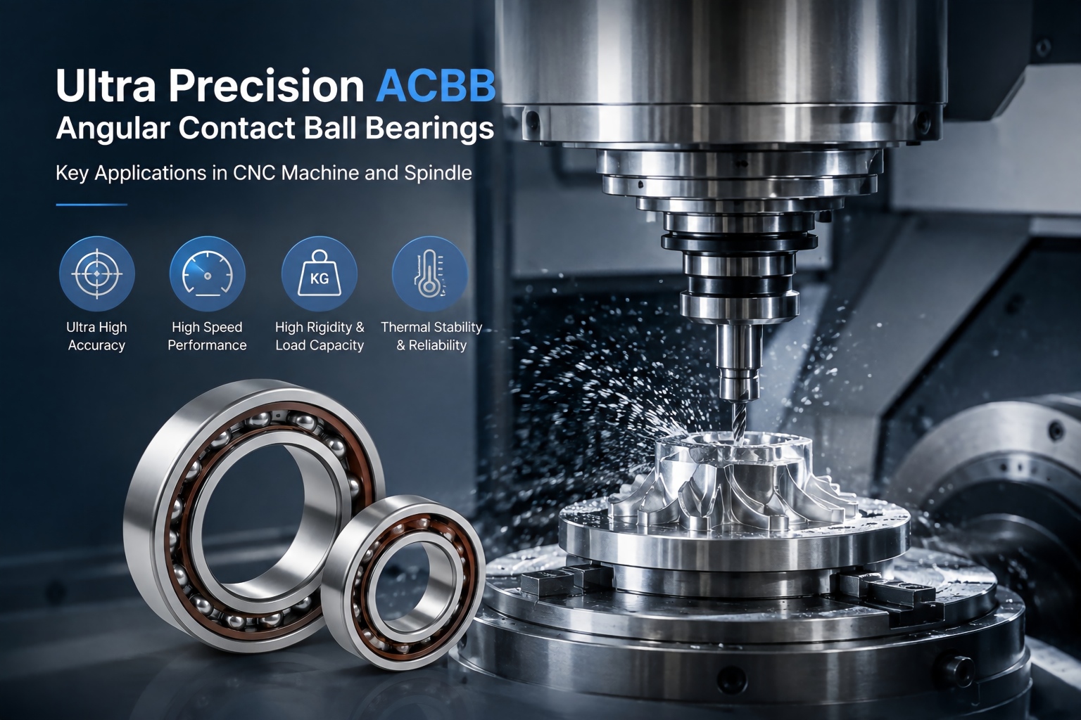 Roulement à billes à contact angulaire de très haute précision : applications clés dans les machines CNC et les broches